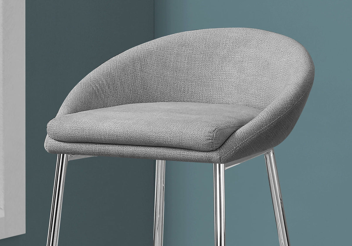 Gray Bar Height Bar Stool Set of 2 with Fabric Upholstery - Dark Gray