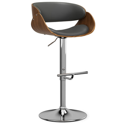 Mid Century Modern Adjustable Swivel Bar Stool with Bentwood Frame - Black, Light Blue, Dark Gray, White