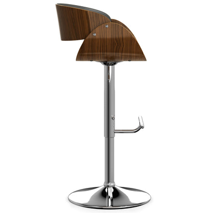Mid Century Modern Adjustable Swivel Bar Stool with Bentwood Frame - Black, Light Blue, Dark Gray, White
