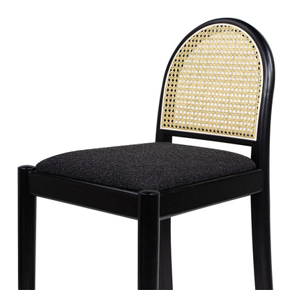 Curved Back Cane Bar Stools with Natural Cane Webbing - Black or White