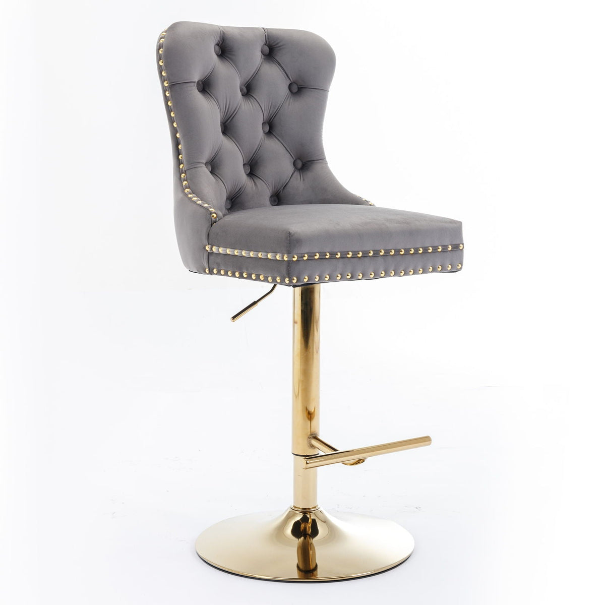 Modern Upholstered Swivel Barstools with Adjustable Height - Set of 2