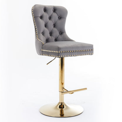 Modern Upholstered Swivel Barstools with Adjustable Height - Set of 2