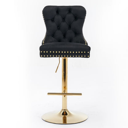 Modern Upholstered Swivel Barstools with Adjustable Height - Set of 2