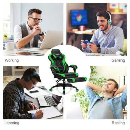 Adjustable Ergonomic Gaming Chair with Footrest - 6 Color Options