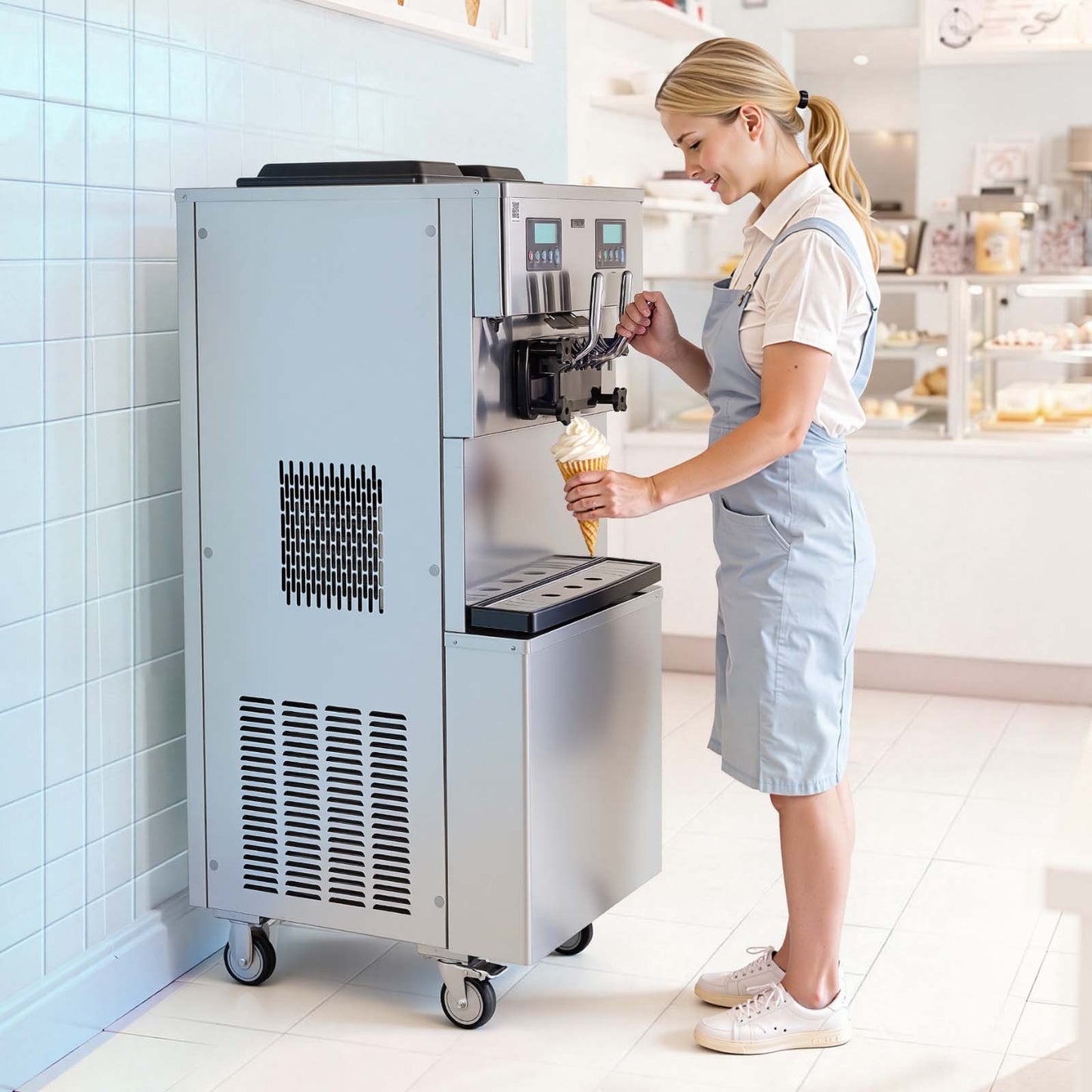 VEVOR Commercial Ice Cream Machine Dual Compressors 3-Flavor Ice Cream Maker