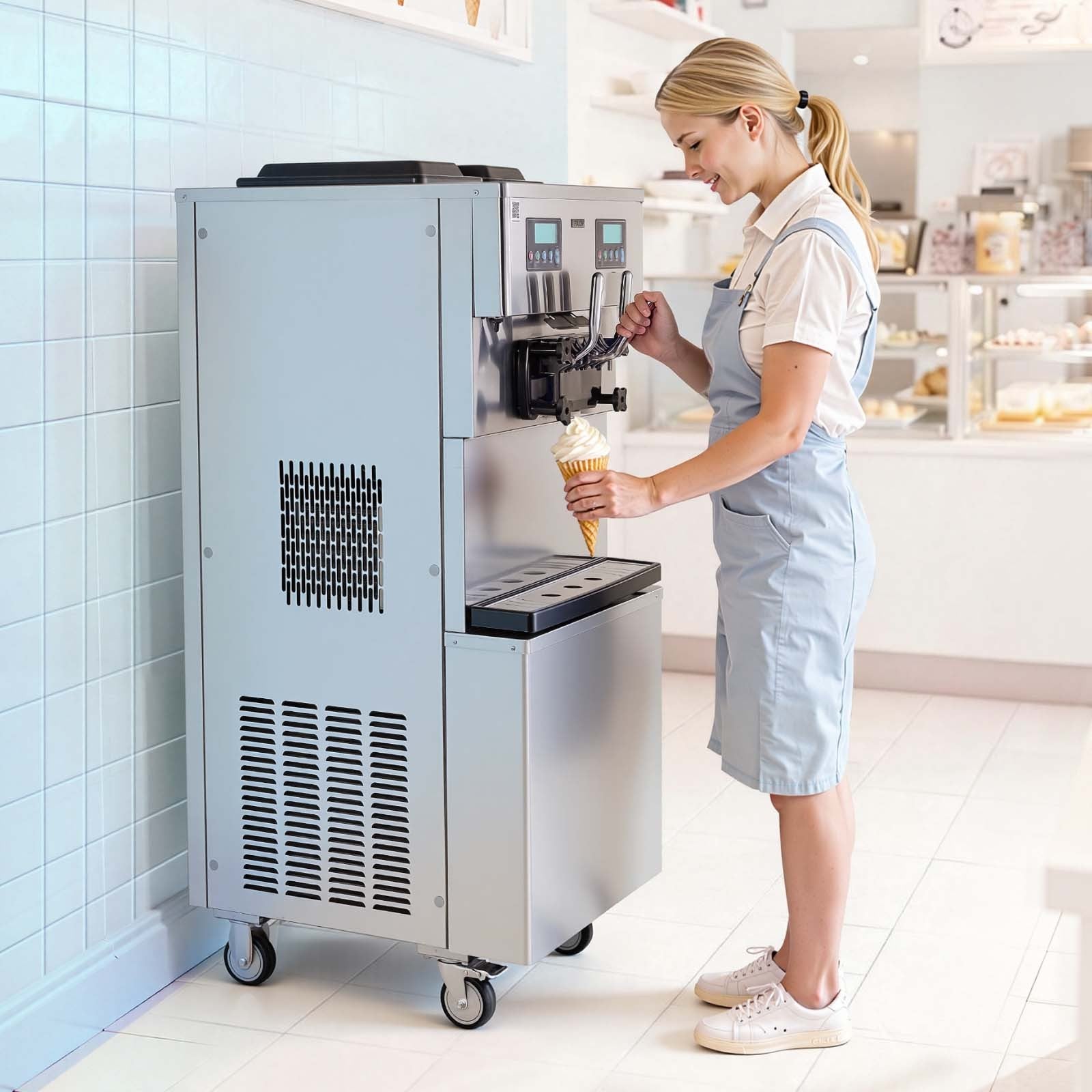 VEVOR Commercial Ice Cream Machine Dual Compressors 3-Flavor Ice Cream Maker