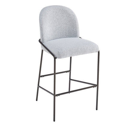 Galen Indoor Metal Upholstered Barstool with Contoured Backrest - Antique Bronze