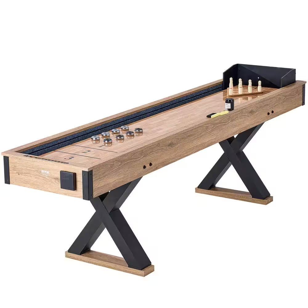 Shuffleboard Table, 9 Ft. Shuffleboard for Family Game Rooms, 2-In-1 Shuffleboard and Bowling Combo Game Set, Playfield