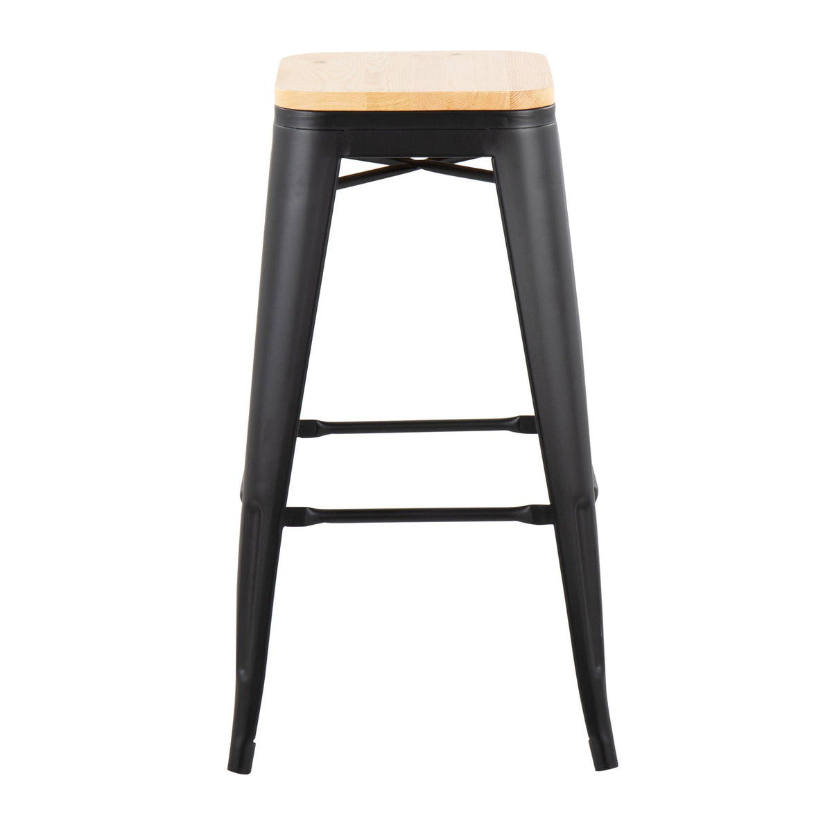 Contemporary Barstool Set of 2 with Stackable Design - Black or White