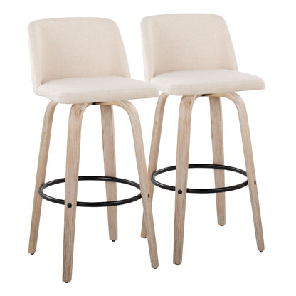 Mid-Century Modern Fixed Height BarStool Set with Swivel Footrest - Multiple Colors