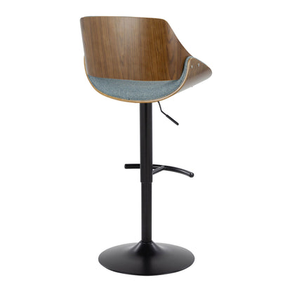 Mid-Century Modern Adjustable Bar Stool Set with Rounded T Footrest - Dark Gray or Light Blue