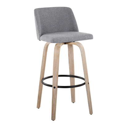 Mid-Century Modern Fixed Height BarStool Set with Swivel Footrest - Multiple Colors