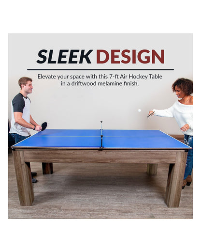 Hathaway Driftwood 7-ft Air Hockey Table Combo w/ Benches