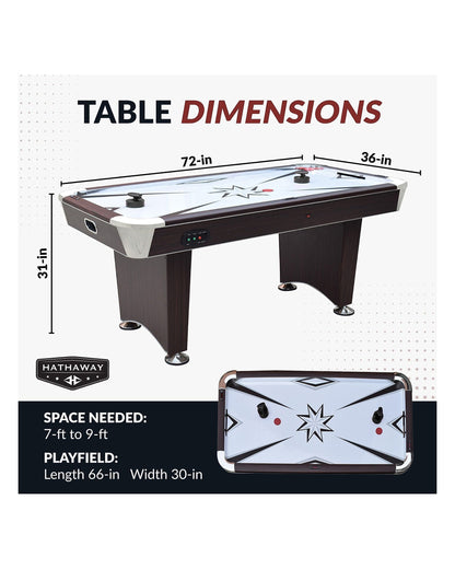 Hathaway Midtown II 6-ft Air Hockey Table - LED Scoring, Cherry