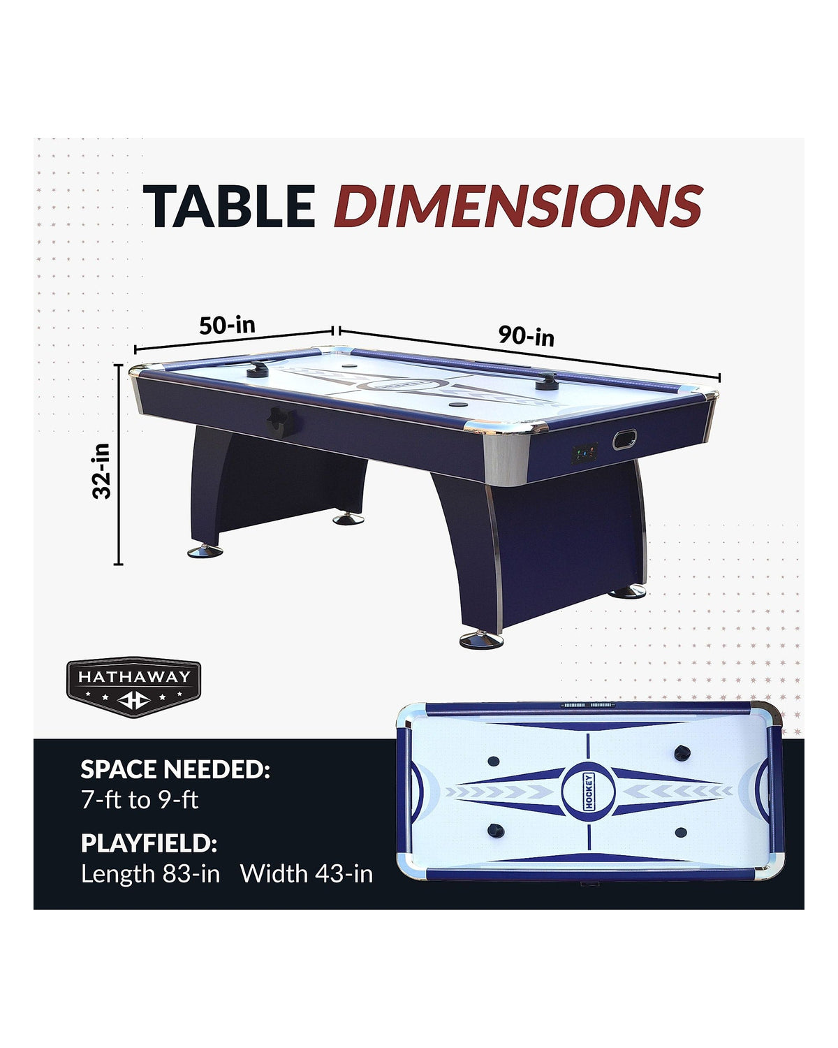 Hathaway Phantom II 90" Air Hockey Table w/ LED Scoring