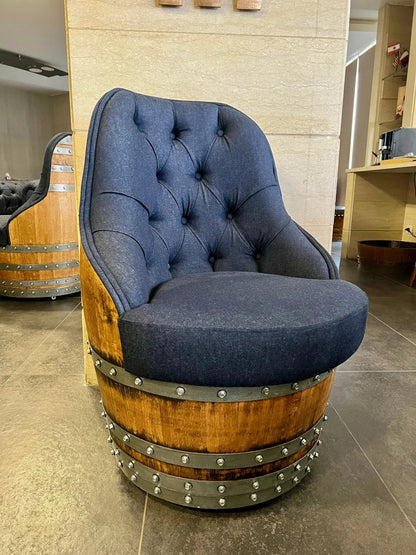Luxury Whiskey & Wine Barrel Captain Chair — Memory Foam, Brown Upholstery