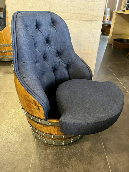 Luxury Whiskey & Wine Barrel Captain Chair — Memory Foam, Brown Upholstery