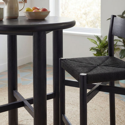 Alvia 3-Piece Round Oak Wood Bar Table With Bar Stools Set by Modway