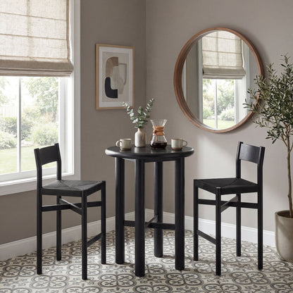 Alvia 3-Piece Round Oak Wood Bar Table With Bar Stools Set by Modway