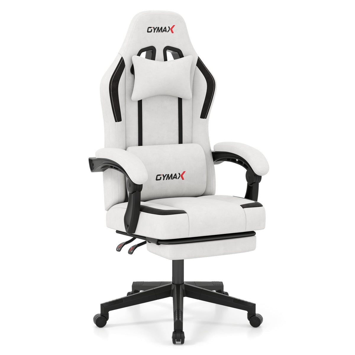 Premium Massage Gaming Chair with Retractable Footrest & Lumbar Support