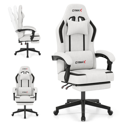Premium Massage Gaming Chair with Retractable Footrest & Lumbar Support