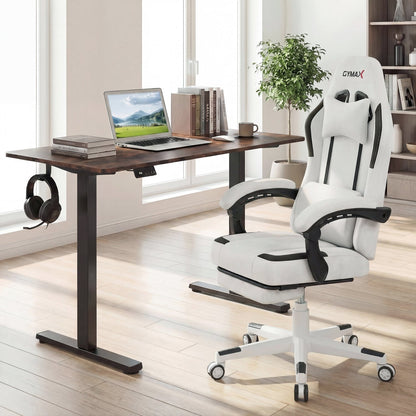 Premium Massage Gaming Chair with Retractable Footrest & Lumbar Support