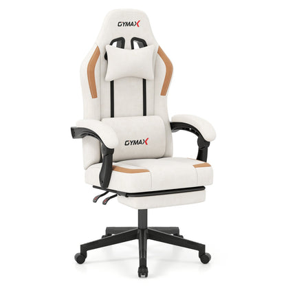 Premium Massage Gaming Chair with Retractable Footrest & Lumbar Support