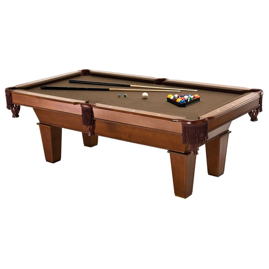 Designer 7 Ft Brown Wool Cloth Top Pool Table with Accessories