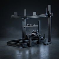 Factory Price Black Anodized Gaming Driving Sim Racing Rig Cockpit Aluminum Gaming Simulator with Single Triple Monitor Stand — Studio Shot