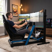 Factory Price Black Anodized Gaming Driving Sim Racing Rig Cockpit Aluminum Gaming Simulator with Single Triple Monitor Stand — Lifestyle