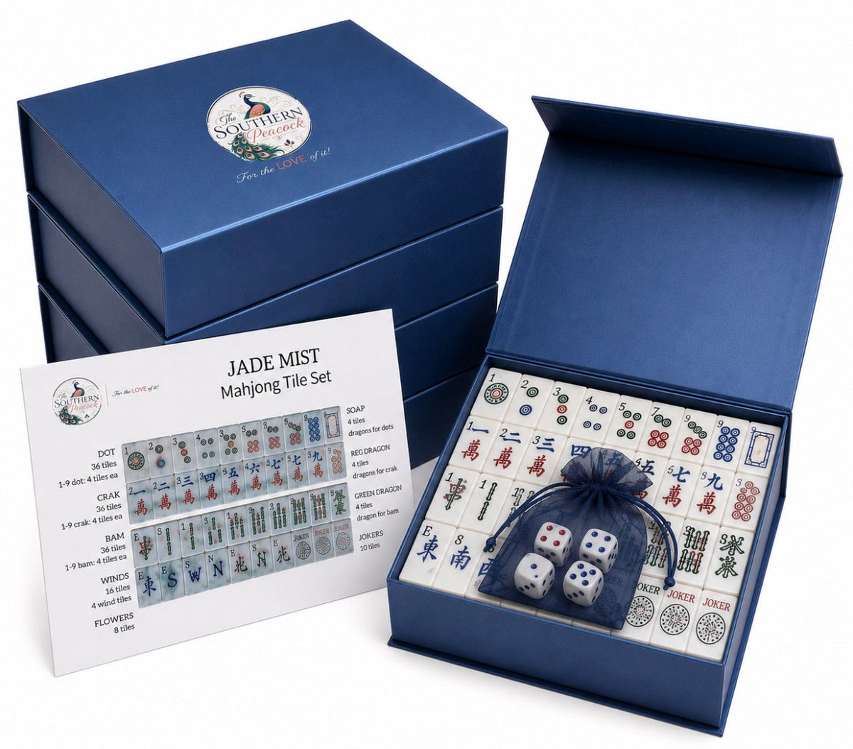 Lavender Peacock Mahjong Tile Set