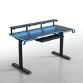 Gaming Desk, Standing Desk W Keyboard Tray, 72" Wing Shaped Music Studio Table with LED Shelves, Gaming Recording Live Stream, Slot Design