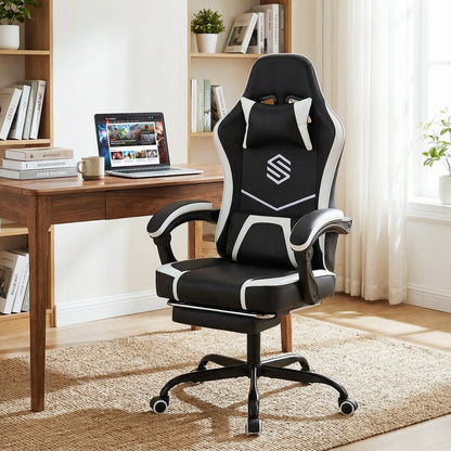 Gaming Chair Height Adjustable Computer Chair with Headrest Video Game Chair