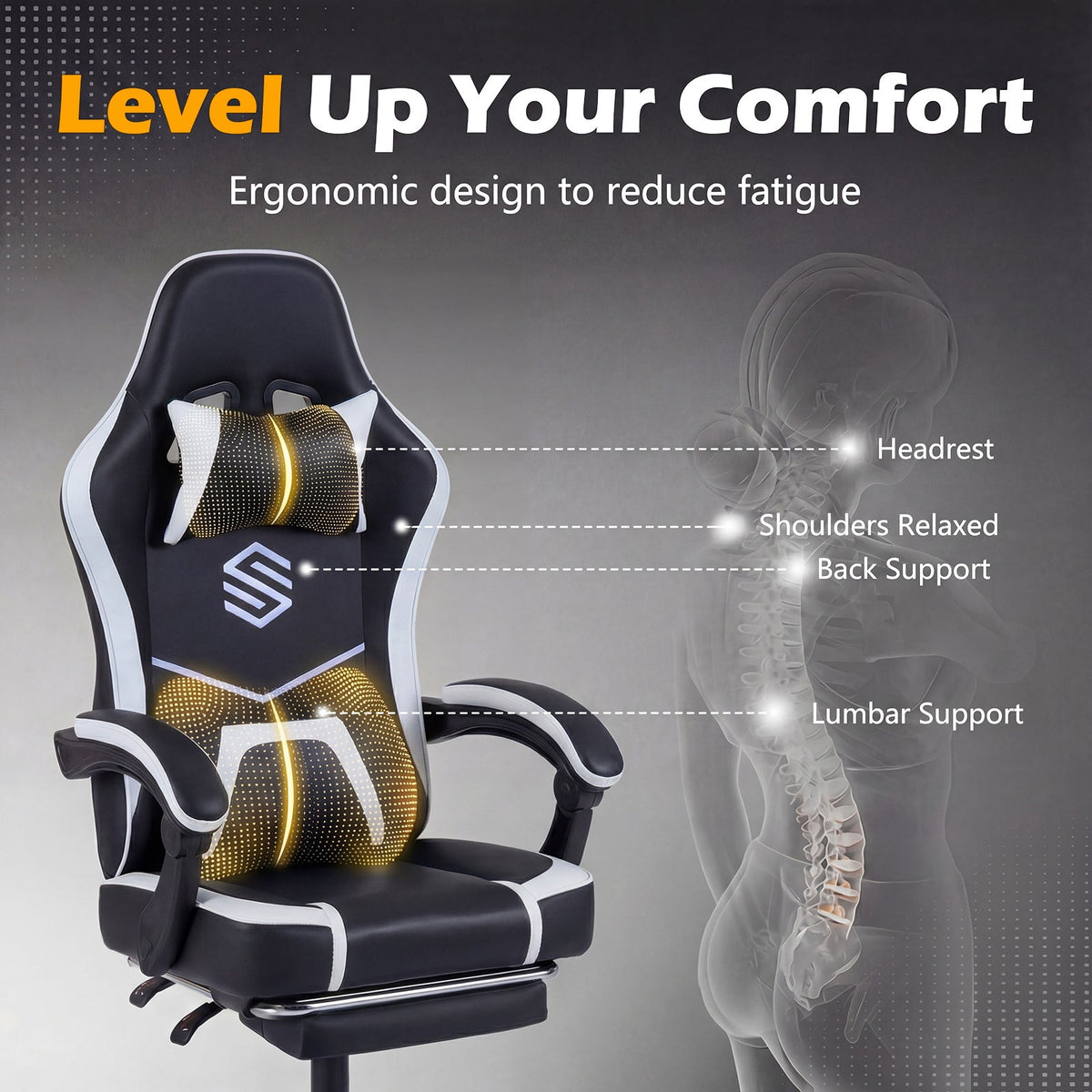 Ergonomic High-Back Gaming Chair - Height Adjustable