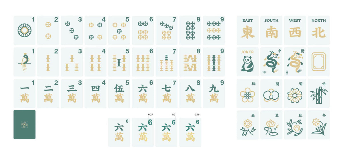 Tradewind Mahjong Tiles - Mint & Sea