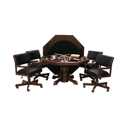 3-In 1 Game & Dining Table Set with 4 Rocker-Swivel Chairs