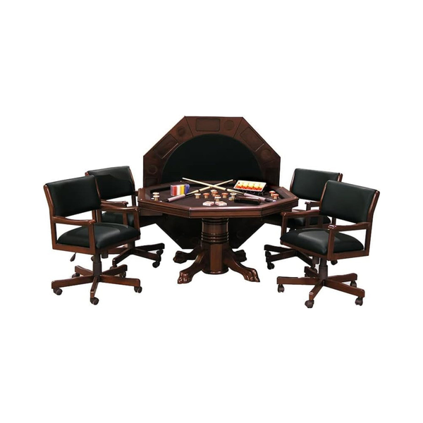 3-In 1 Game & Dining Table Set with 4 Rocker-Swivel Chairs