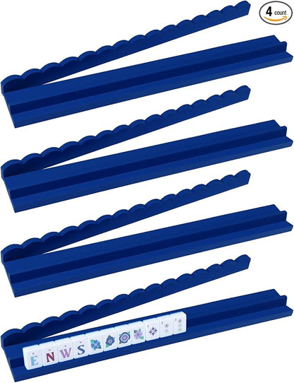 20" Beechwood Mahjong Racks with Magnetic Scalloped Pushers | Set of 4