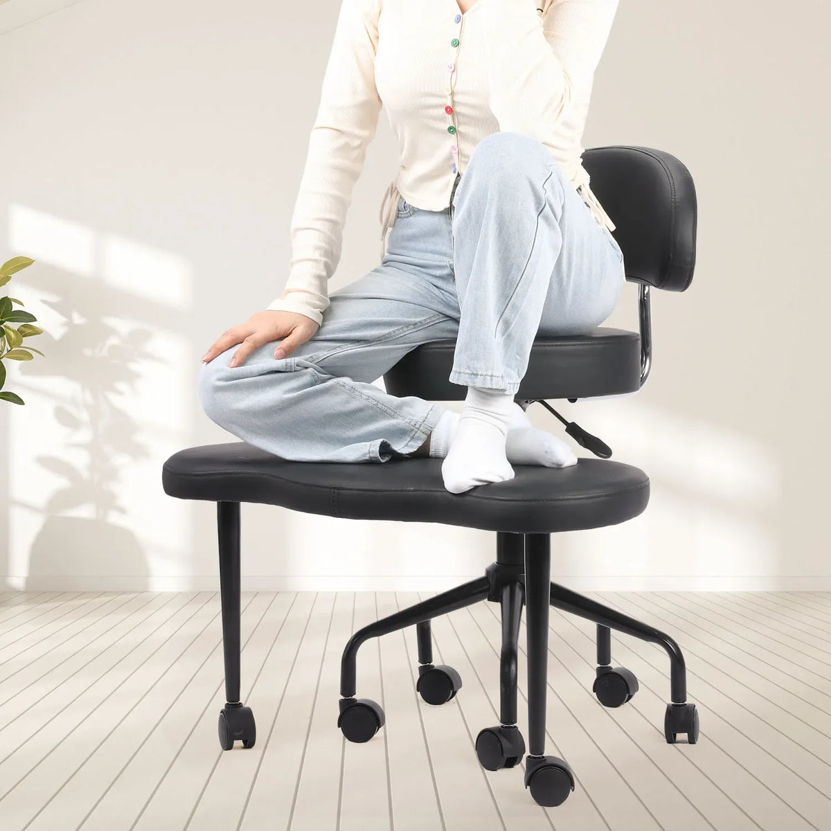 Cross Desk Chair with Lumbar Support and Height Adjustable,Desk Chair for Adults,Legged Office Chair with Wheels