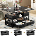 40" 4-in-1 Convertible Lift Top Coffee Table with Hidden Storage & Drawers – Farmhouse Style