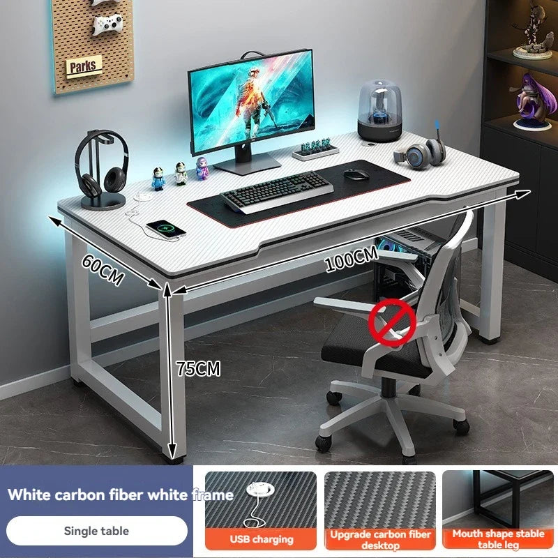 Computer desk, minimalist home gaming desk, small-sized carbon fiber patterned office desk, student study desk, bedroom desk