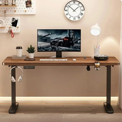 Electric Adjust Height Office Desk with Display Wide and Sturdy Computer Table Solid Wood Gaming Desk Home Room
