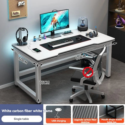 Computer desk, minimalist home gaming desk, small-sized carbon fiber patterned office desk, student study desk, bedroom desk