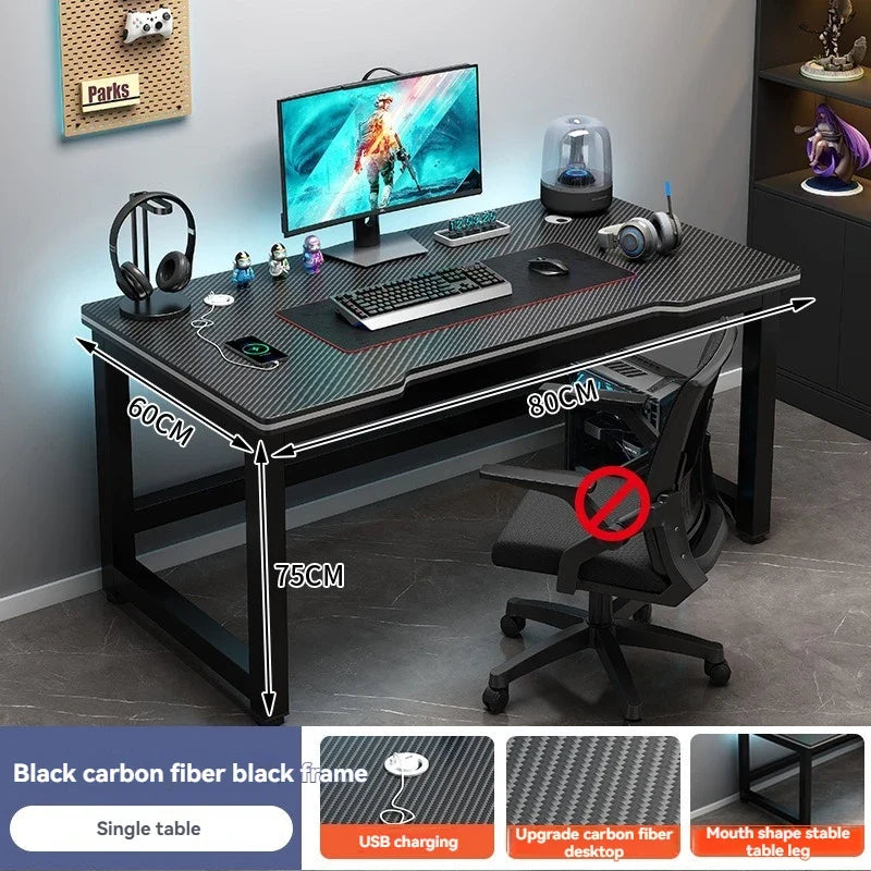 Computer desk, minimalist home gaming desk, small-sized carbon fiber patterned office desk, student study desk, bedroom desk