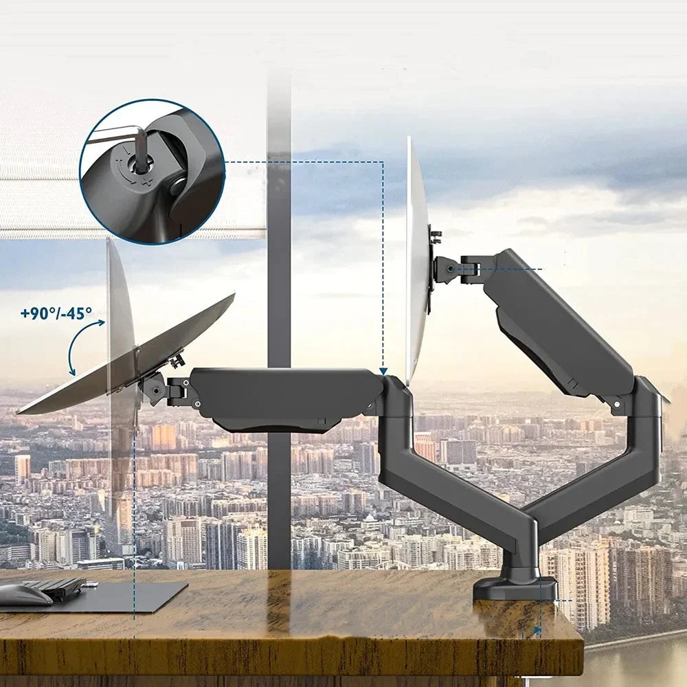Dual Monitor up to 32 inches and 19.8 lbs per Screen Mechanical Arm Desk Mount VESA 100x100mm Height Adjustable Monitor Stand