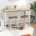 24.5-Inch Saddle Stools Bar Stools with Footrests |Set of 2, Walnut & Gray