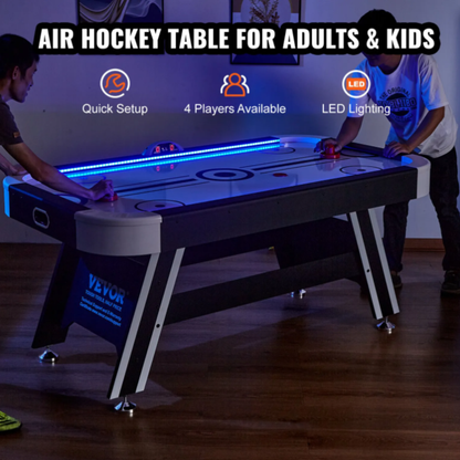 72" 4-Player Premium LED Air-Powered Hockey Table