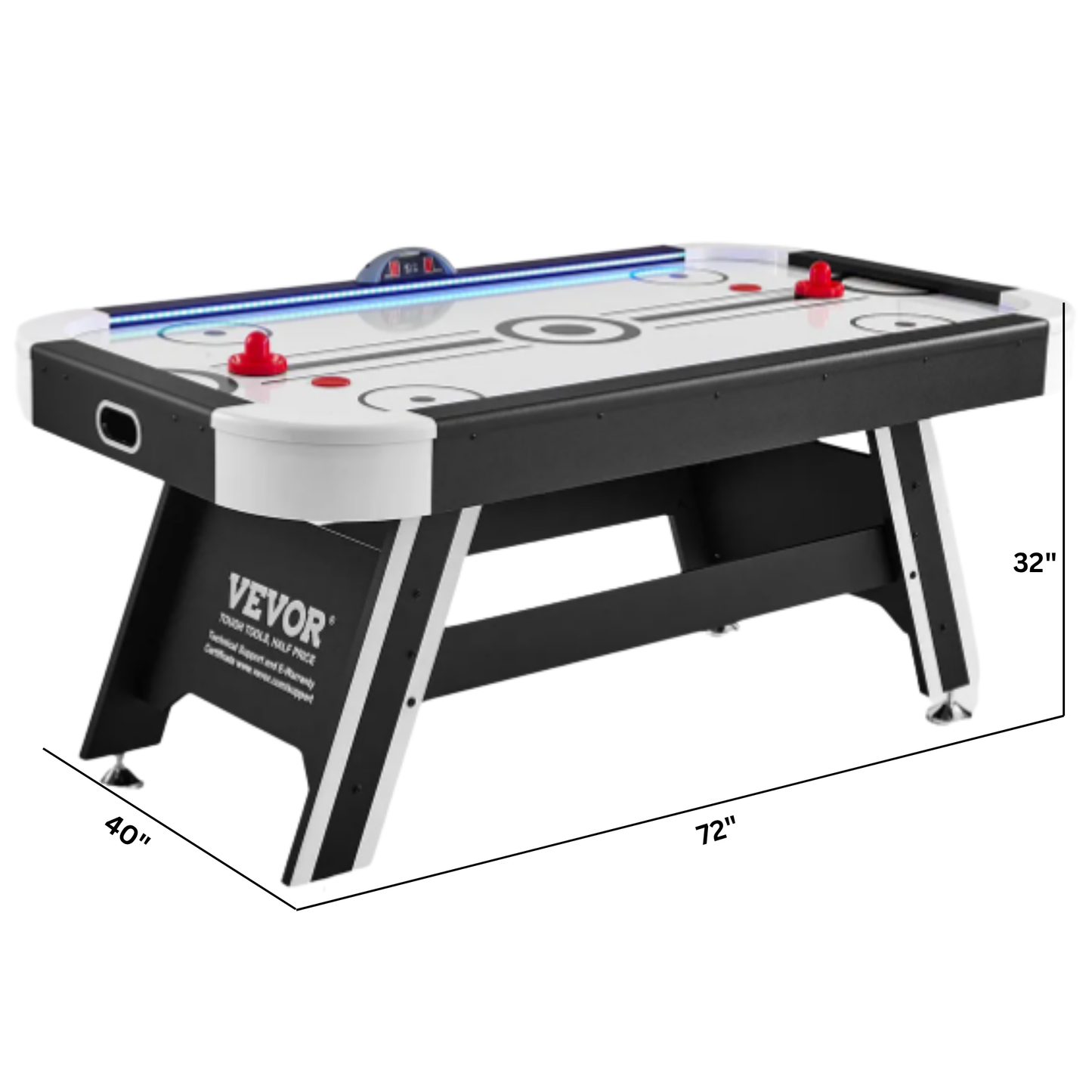 72" 4-Player Premium LED Air-Powered Hockey Table