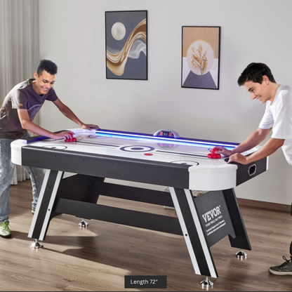 72" 4-Player Premium LED Air-Powered Hockey Table
