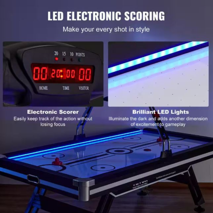 89" 4-Player Premium LED Air-Powered Hockey Table